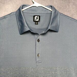 Footjoy Mens Golf Polo Shirt size XXL Short Sleeve Blue‎ Gray Striped Stretch FJ
